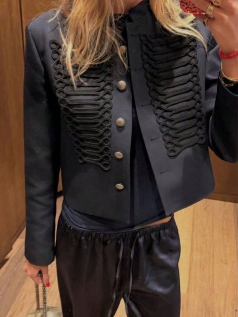 Navy Blue Casual Women's Versatile Button-Decor Single-Breasted Short Jacket - Picture 2 of 10